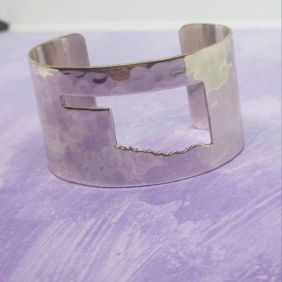 Rustic Cuff Oklahoma Cut Out Silver Tone Cuff Bracelet - Picture 1 of 6